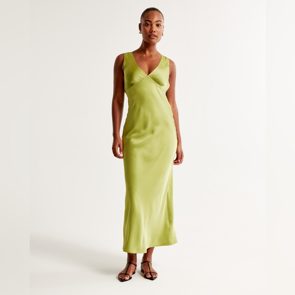 Abercrombie Plunge Cowl Back Maxi Dress Green Large